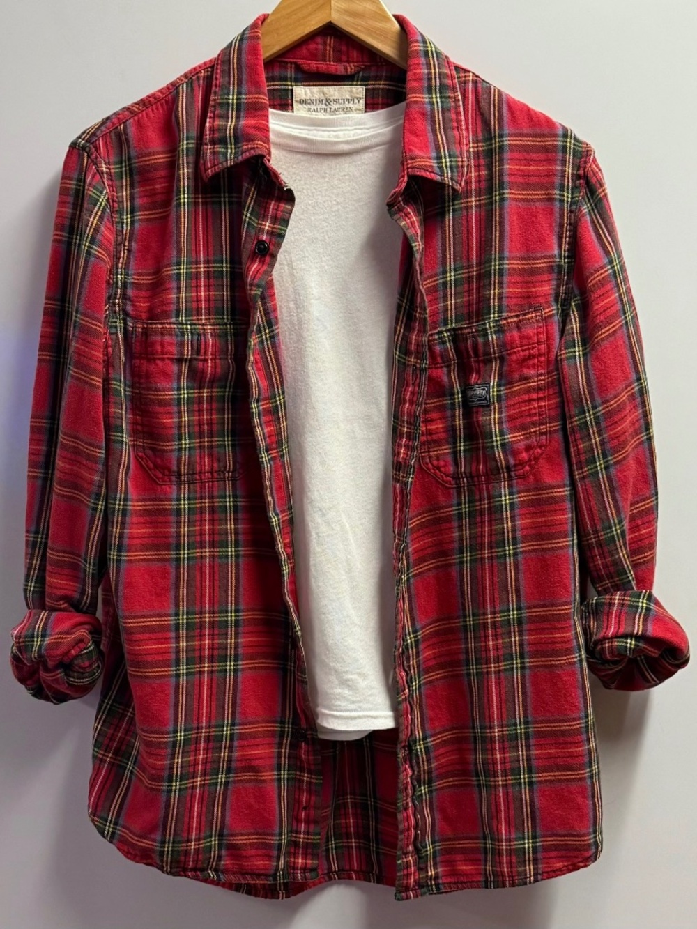 Denim & Supply Ralph Lauren Flannel Shirt Tartan Red Plaid Men’s M